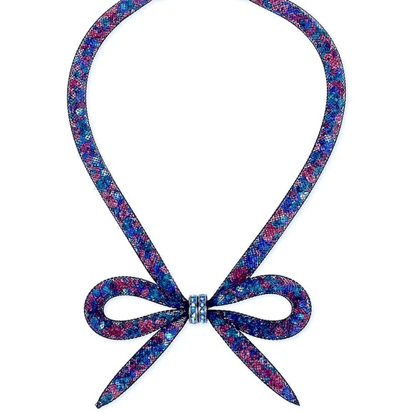 Betsey Johnson Jewelry - Betsey Johnson Colorful Punk Rock 80’s Mesh Bow Tie Necklace! 🖤
